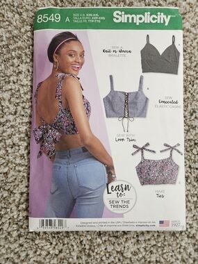 Simplicity Floral Tie-Back Knit Bralette Pattern - 8549
